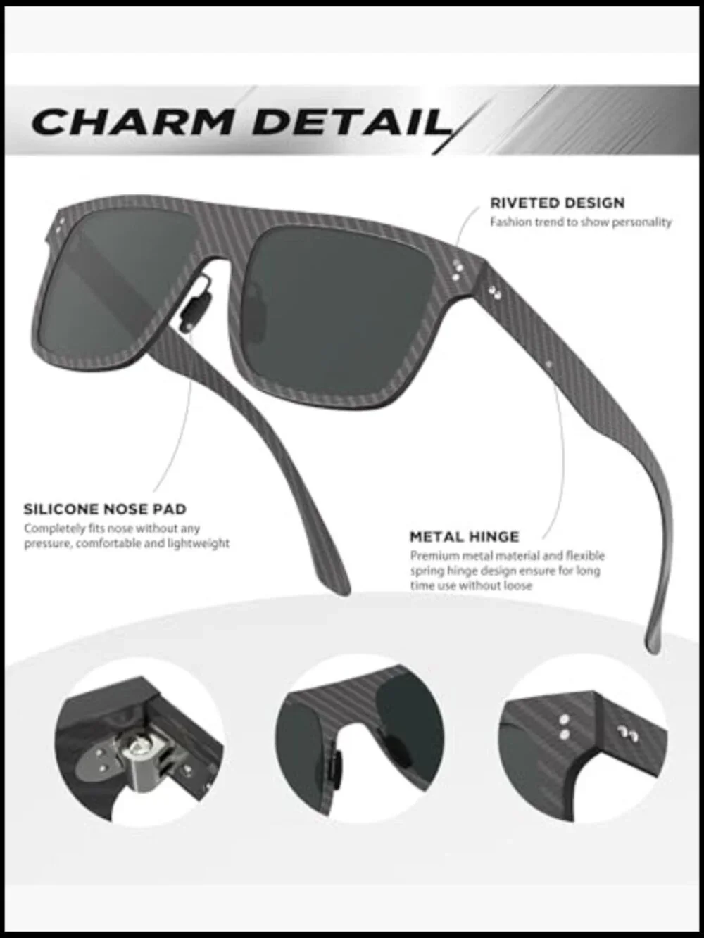 Carbon Fiber Polarized Sunglasses UV400 Driving Fishing Golf Gift